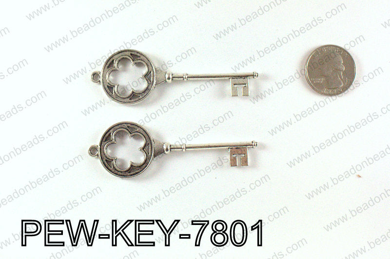 Key Pendant 78x26mm, Silver PEW-KEY-7801