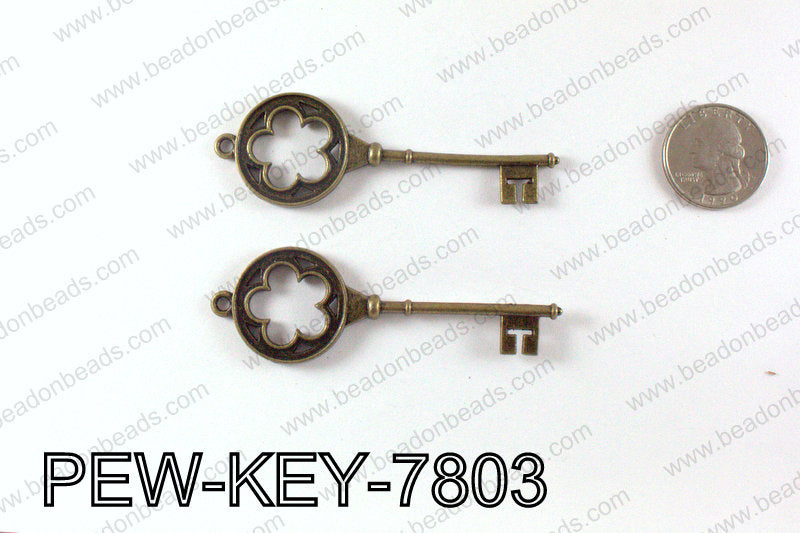Key Pendant 78x26mm, Bronze PEW-KEY-7803