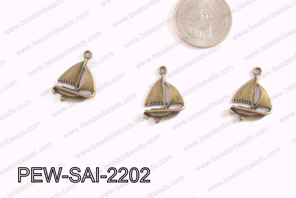 Pewter Sailboat Charms Bronze 16x22mm PEW-SAI-2202
