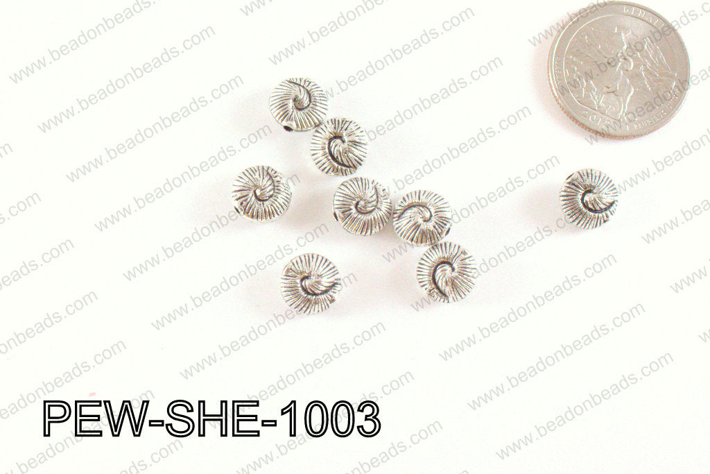 Pewter Shell Silver 10mm PEW-SHE-1003