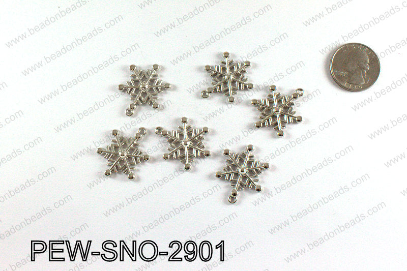 Snowflake charms 29x23mm, Silver PEW-SNO-2901