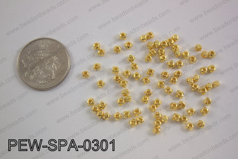 Pewter spacer 3mm, gold PEW-SPA-0301