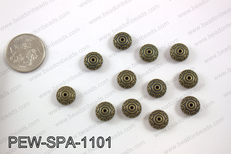 Pewter spacer 11mm, brass PEW-SPA-1101
