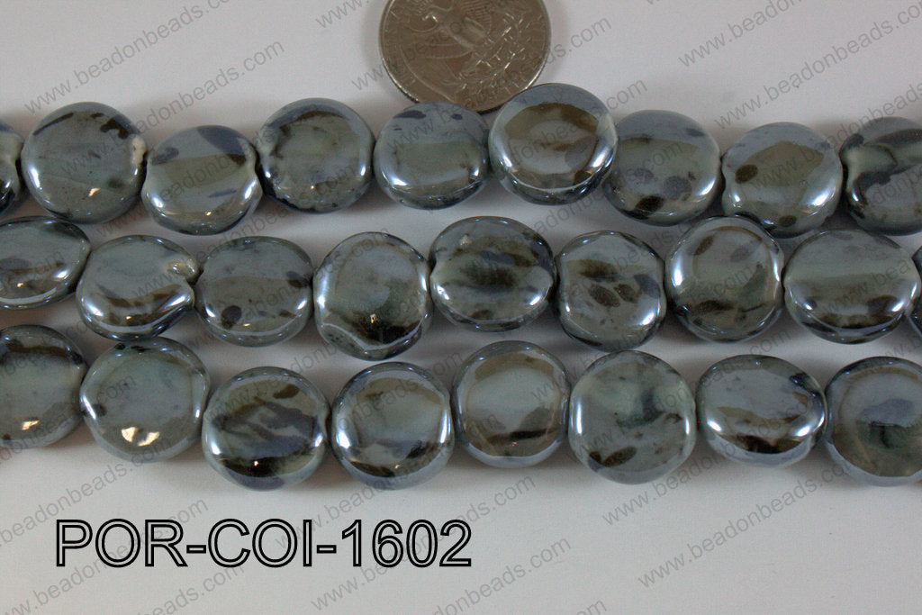 Porcelain Round Grey 16mm POR-COI-1602