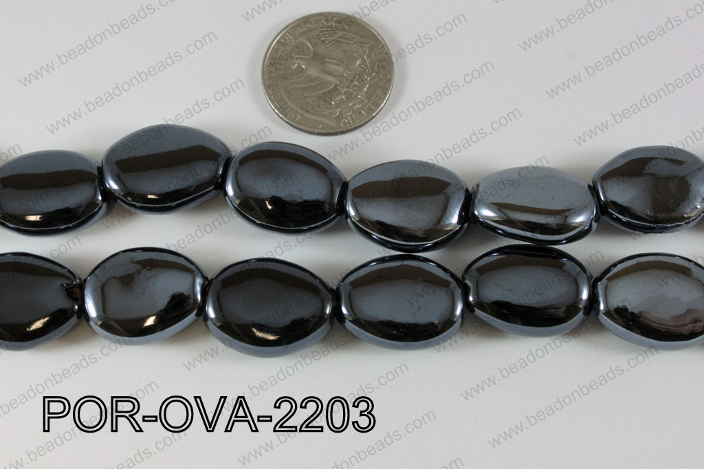 Porcelain Oval Gun Metal 22mm POR-OVA-2203