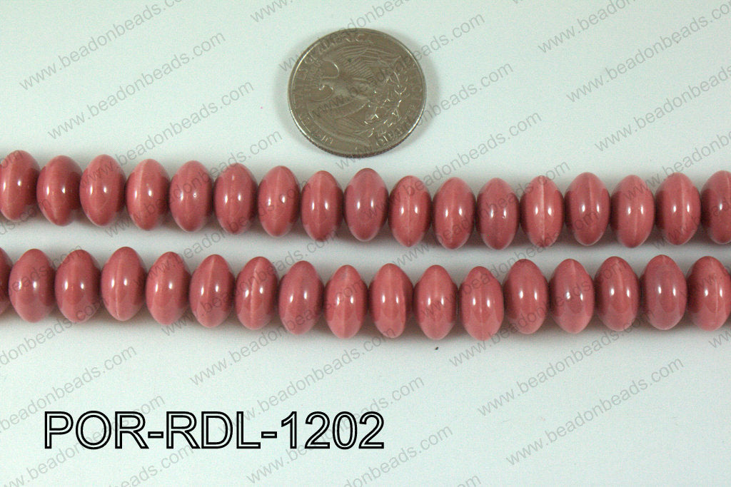 Porcelain Rondel Pink 12mm POR-RDL-1202