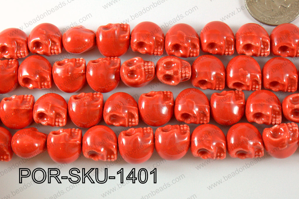 Porcelain Skull 11x14mm red POR-SKU-1401