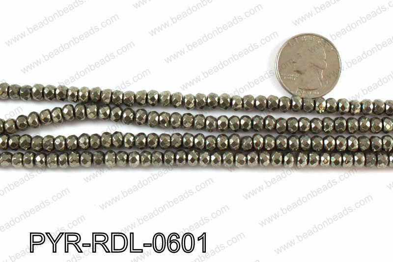 Pyrite rondelle faceted 6mm PYR-RDL-0601