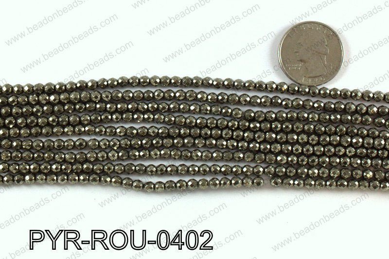 Pyrite round faceted 4mm PYR-ROU-0402