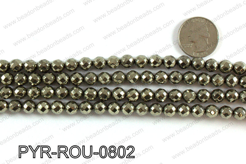 Pyrite round faceted 8mm PYR-ROU-0802