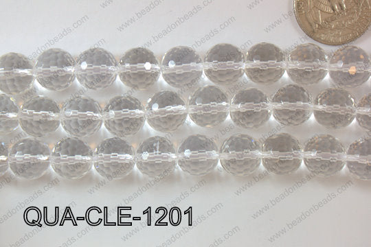 Clear Quartz Round Faceted 12mm QUA-CLE-1201