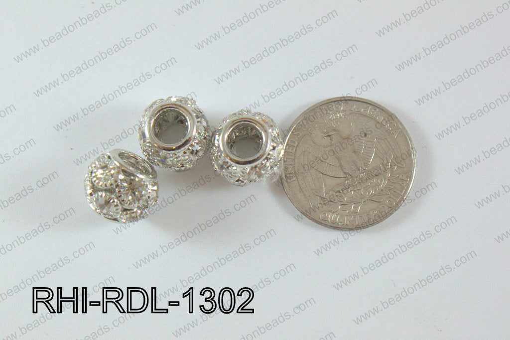 Rhinestone ball Rondelle 13mm Dark silver RHI-RDL-1302
