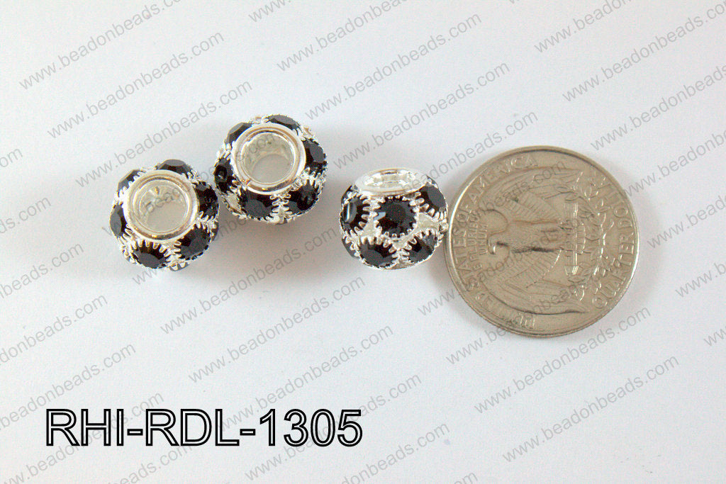 Rhinestone ball Rondelle 13mm black RHI-RDL-1305