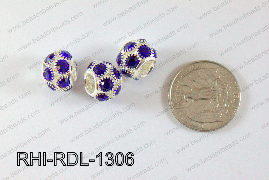 Rhinestone ball Rondelle 13mm dark blue RHI-RDL-1306