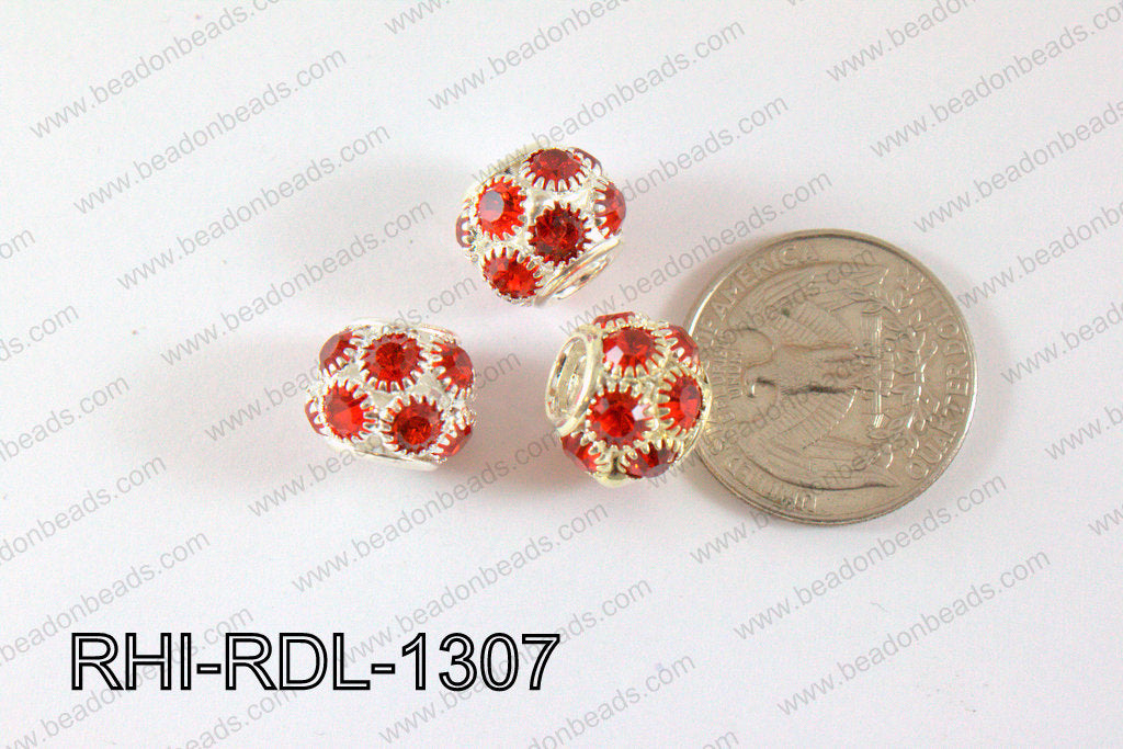 Rhinestone ball Rondelle 13mm red RHI-RDL-1307