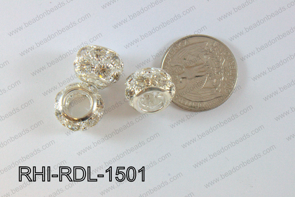 Rhinestone ball Rondelle 15mm light silver RHI-RDL-1501