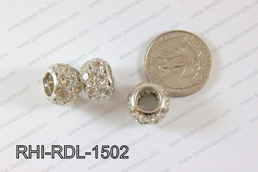 Rhinestone ball Rondelle 15mm dark silver RHI-RDL-1502