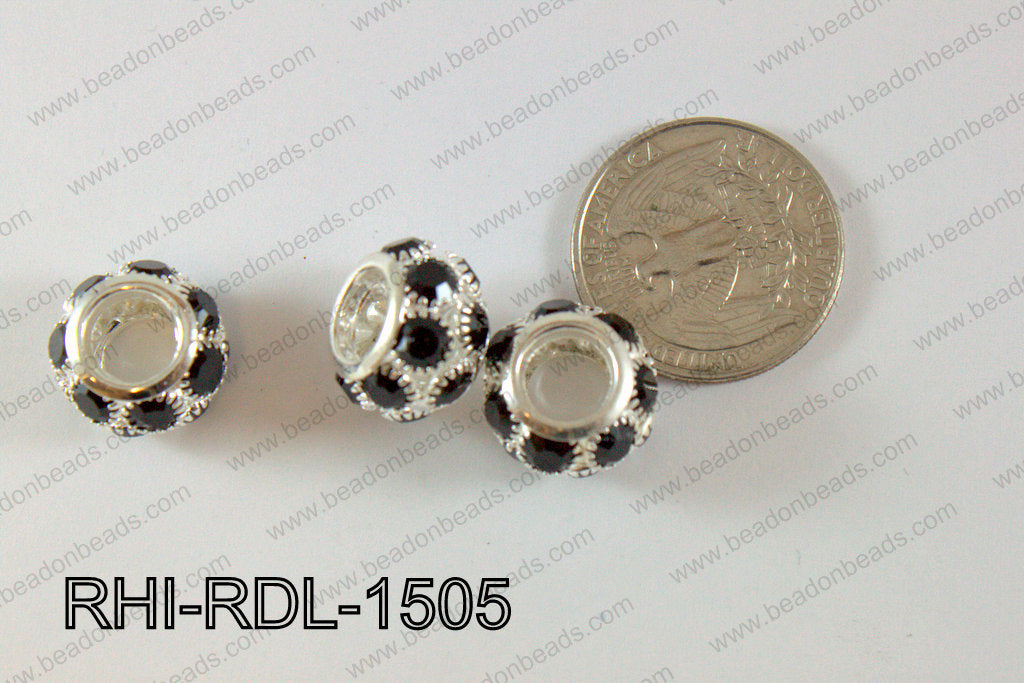 Rhinestone ball Rondelle 15mm black RHI-RDL-1505