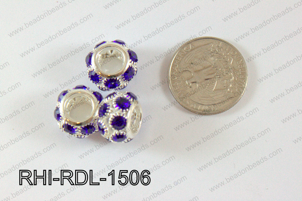 Rhinestone ball Rondelle 15mm dark blue RHI-RDL-1506