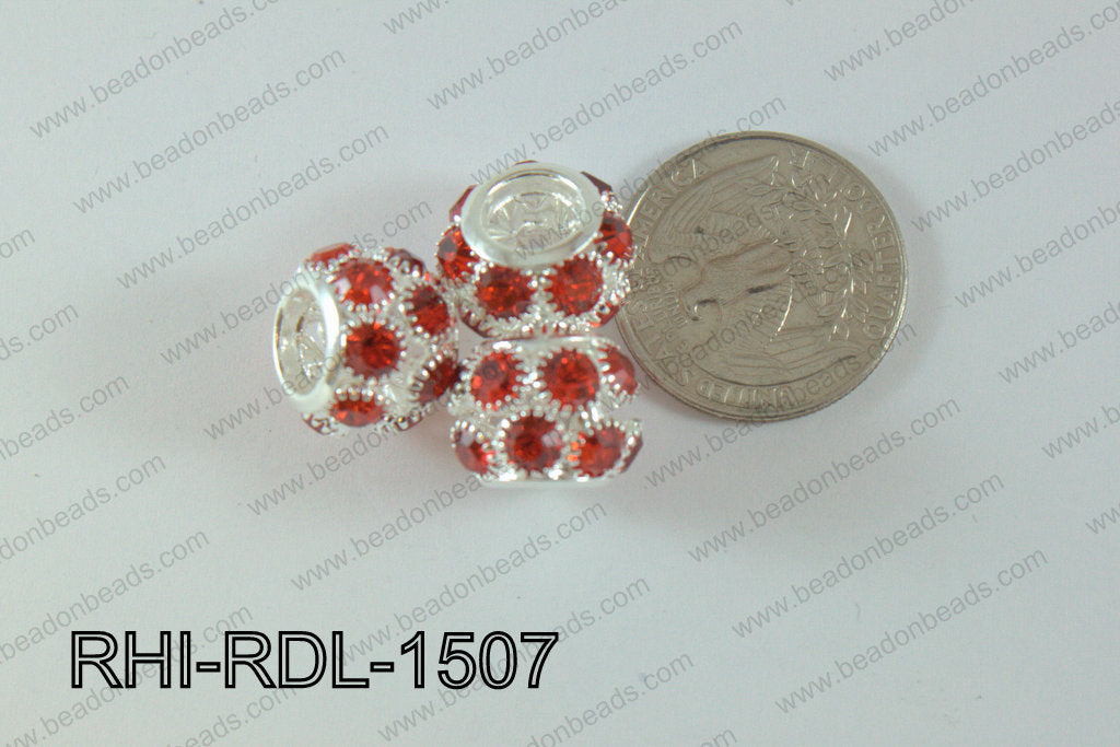 Rhinestone ball Rondelle 15mm red RHI-RDL-1507