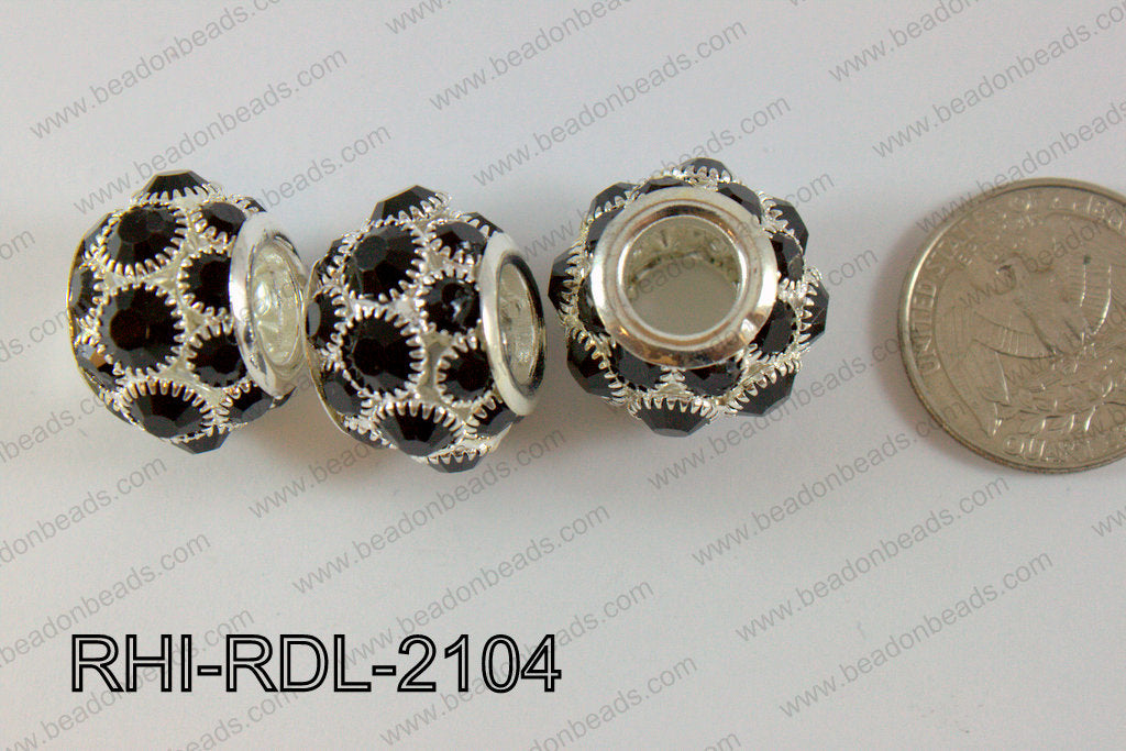 Rhinestone ball Rondelle 15x21mm black RHI-RDL-2104
