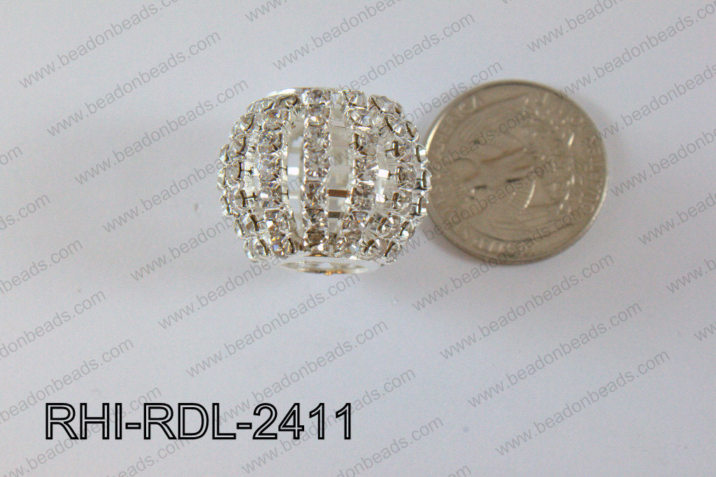 Rhinestone Balls Rondelle shiny silver 24mm RHI-RDL-2411