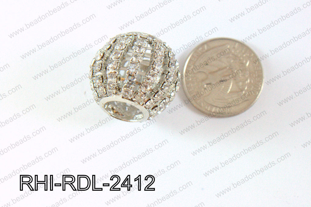 Rhinestone Balls Rondelle darker silver 24mm RHI-RDL-2412