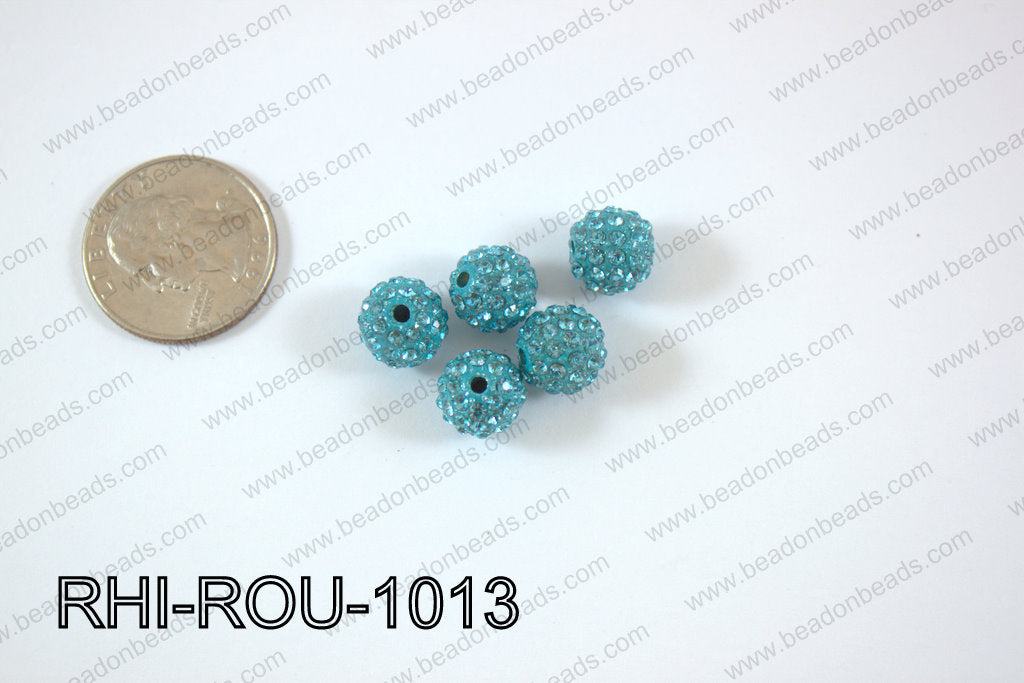 Rhinestone Balls 10mm turquoise RHI-ROU-1013
