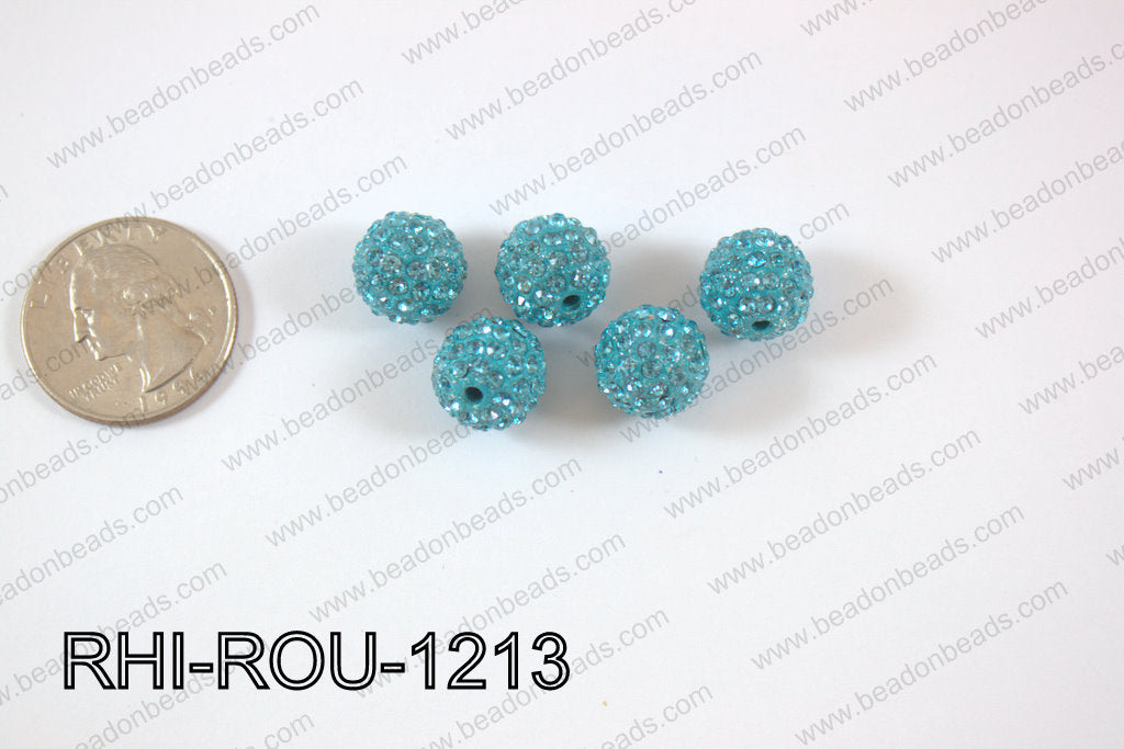 Rhinestone Balls 12mm turquoise RHI-ROU-1213