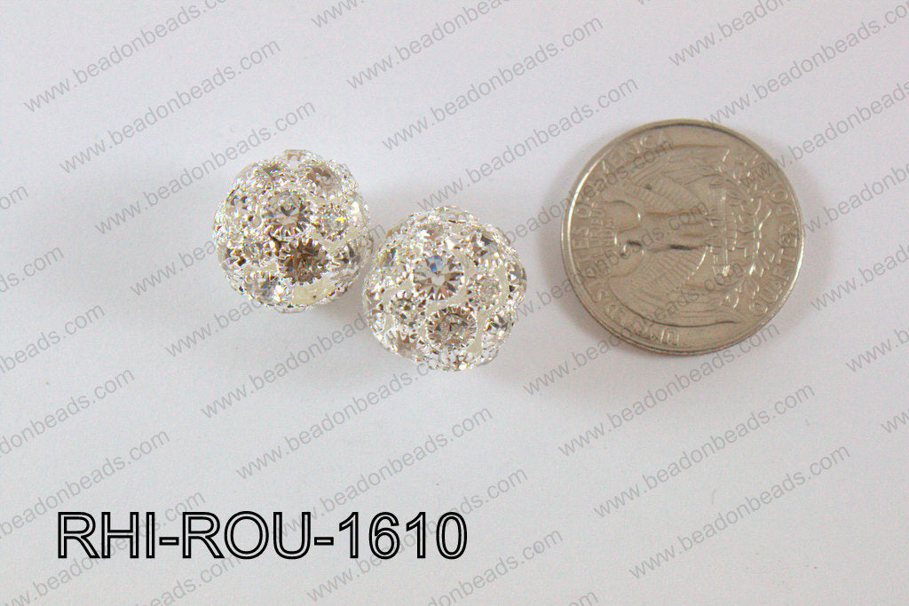 Rhinestone Balls Round 16mm Light Silver RHI-ROU-1610