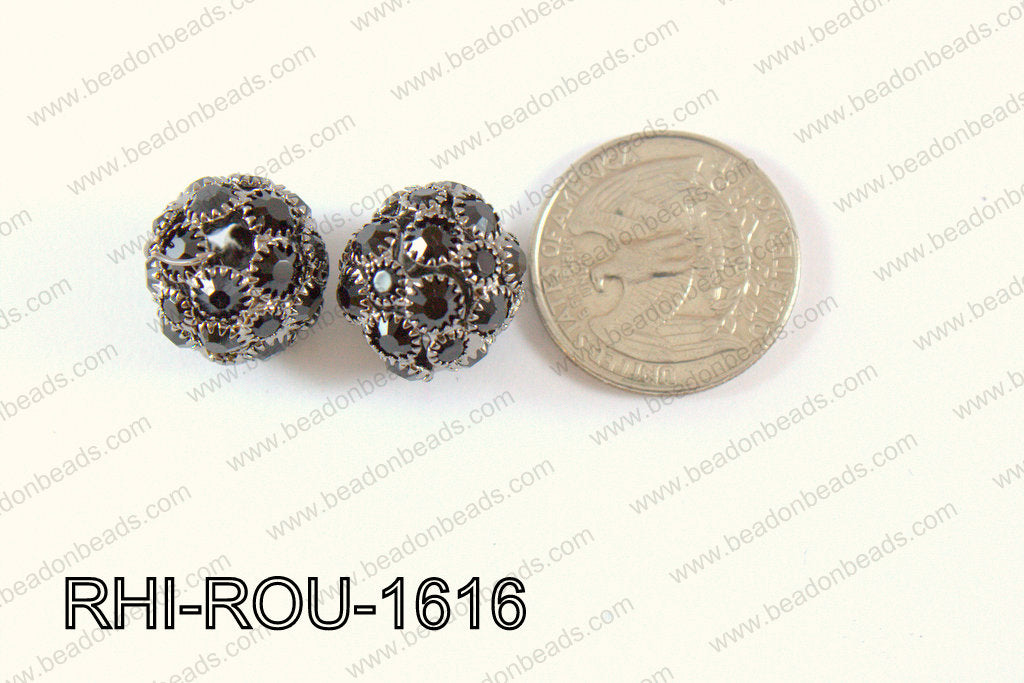 Rhinestone Balls Round 16mm black RHI-ROU-1616