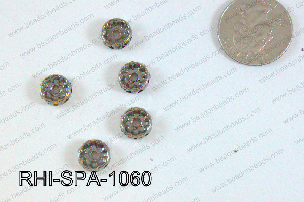 Rhinestone spacers 10mm Gun metal/gun metal RHI-SPA-1060