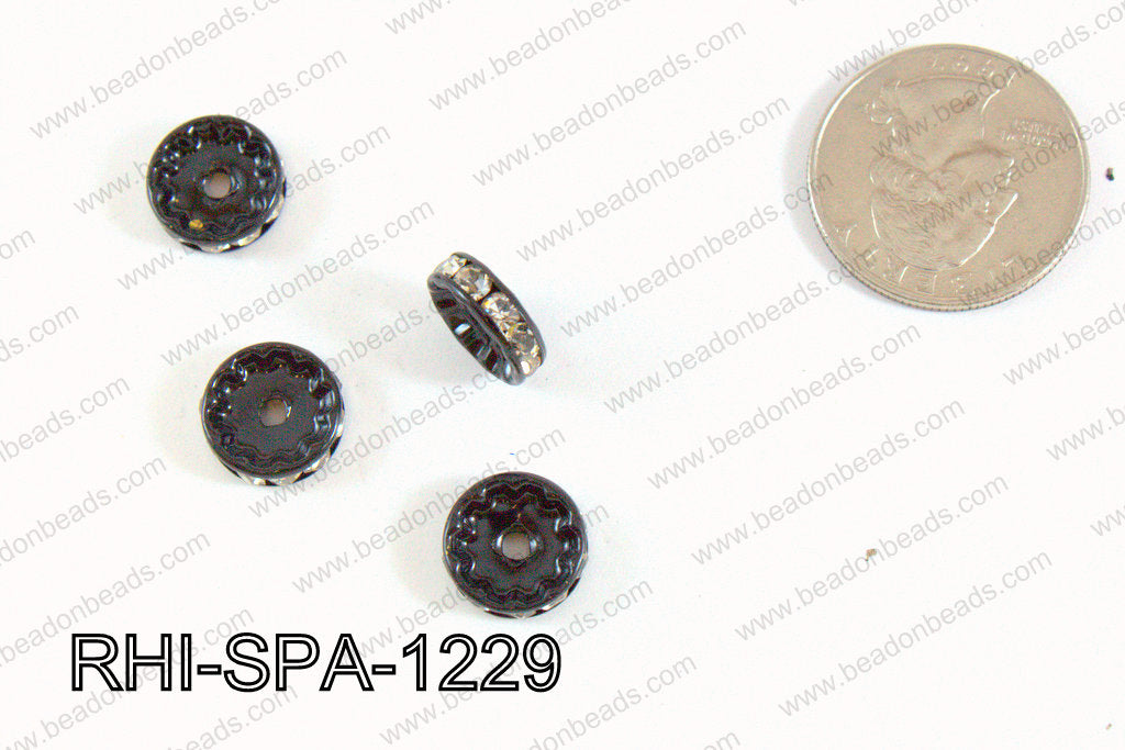 Rhinestone spacers 12mm black/clear RHI-SPA-1229