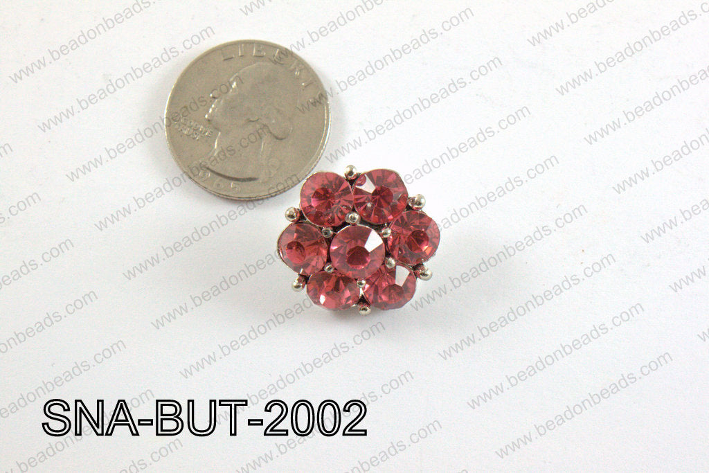 snap button 20 mm dark pink flower SNA-BUT-2002