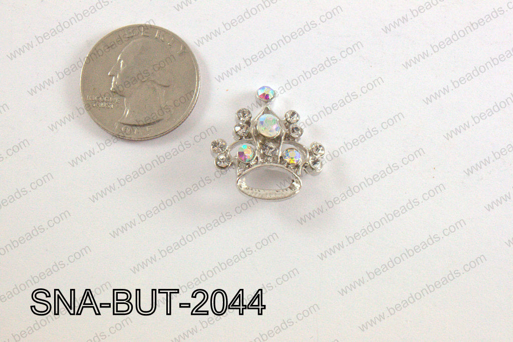 snap button 22x 24 mm clear AB crown round SNA-BUT-2044