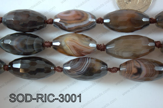 Sardonyx Rice Faceted 15x30mm SOD-RIC-3001