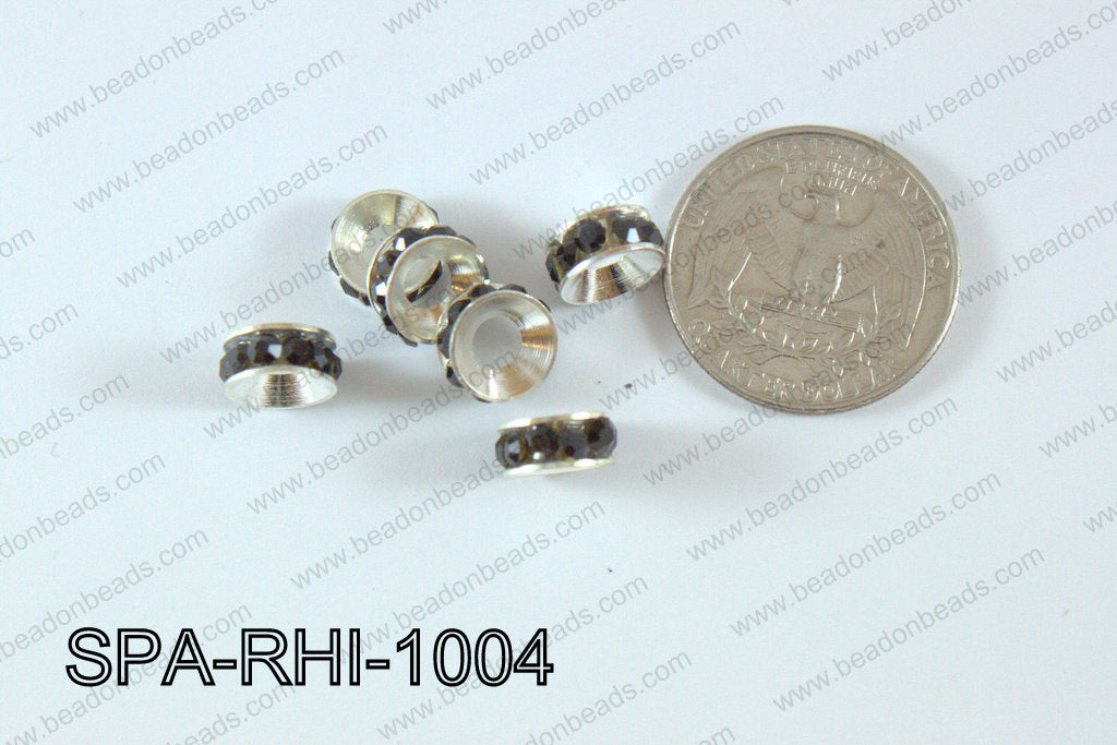 Rhinestone Spacers silver/black 10mm SPA-RHI-1004