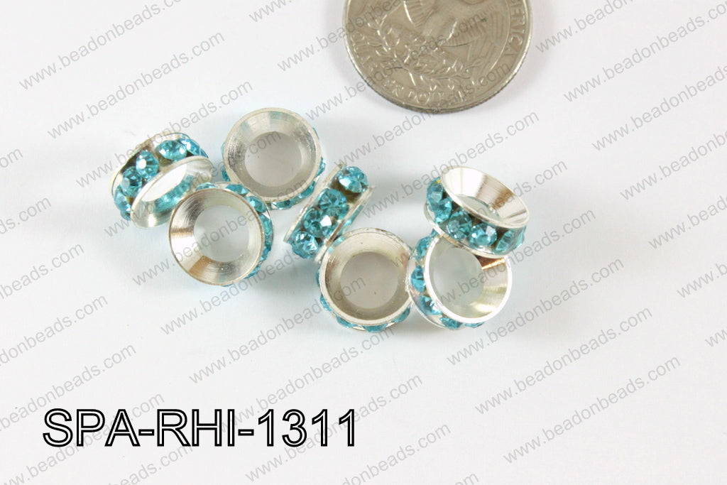 Rhinestone Spacers silver/turquoise 13mm SPA-RHI-1311