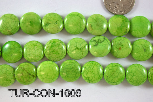 Turquoise Magnesite Flat Coin 16mm 16'' TUR-CON-1606