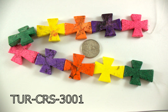 Turquoise Cross 30x36mm 16'' Multi-Color 10 pcs TUR-CRS-3001