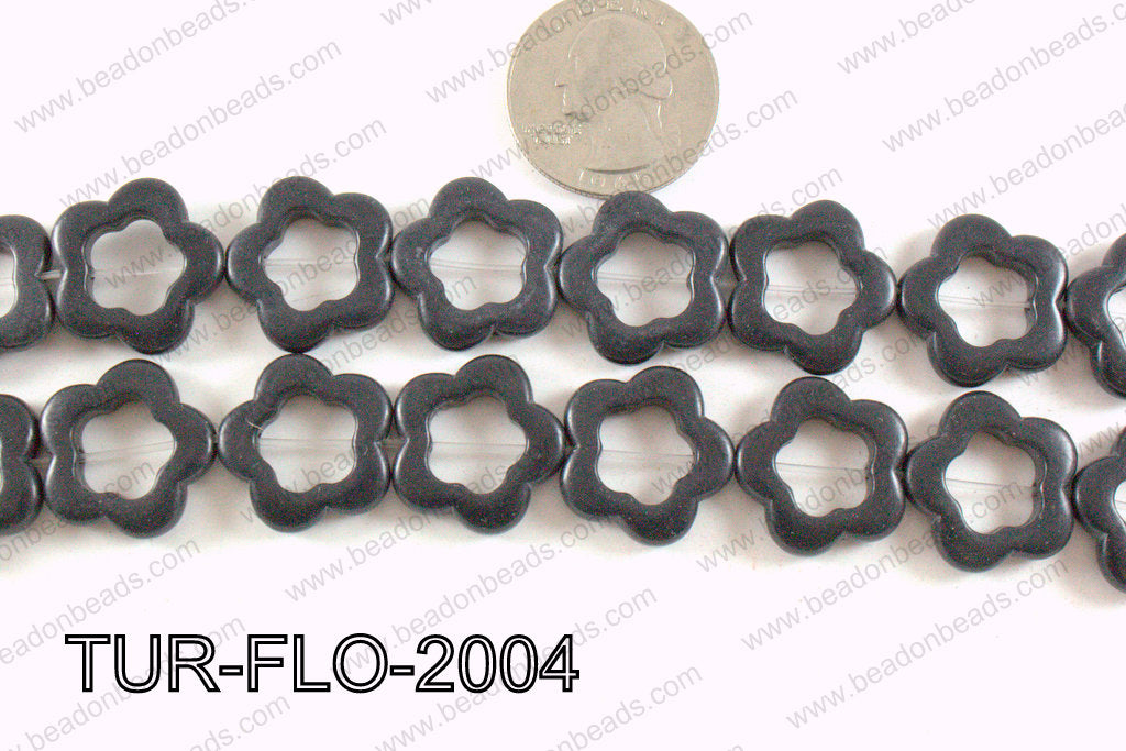howlite flower black 20mm TUR-FLO-2004