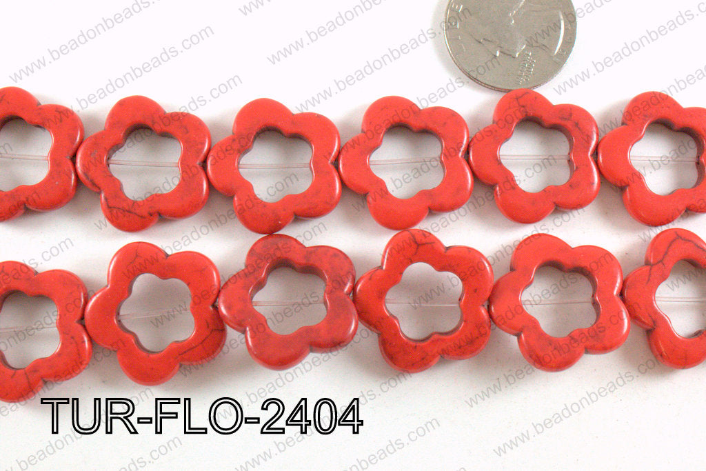 howlite flower red 24mm TUR-FLO-2404