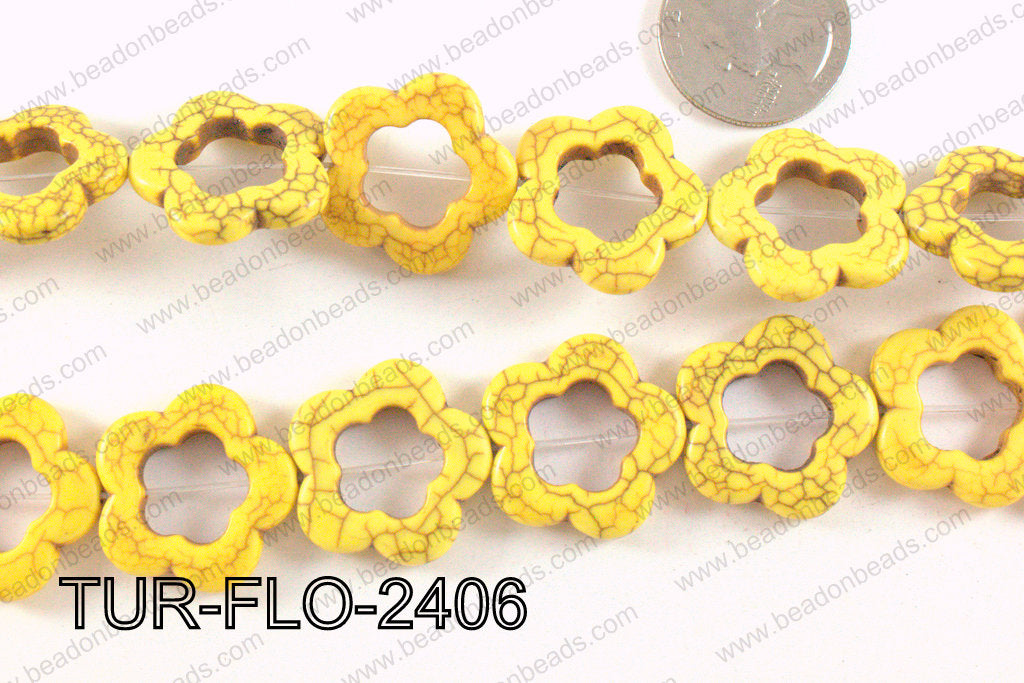 howlite flower yellow 24mm TUR-FLO-2406
