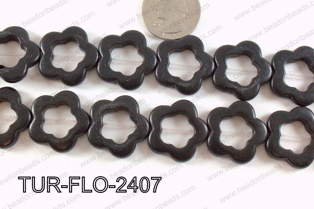 howlite flower black 24mm TUR-FLO-2407
