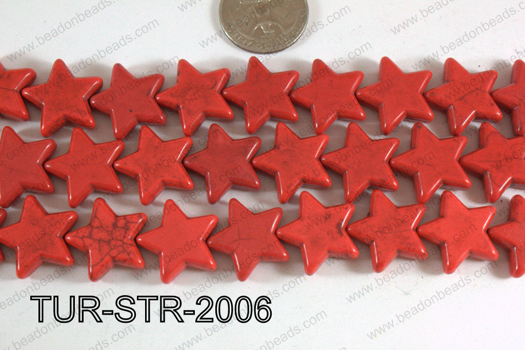 Howlite Star Red 20mm TUR-STR-2006