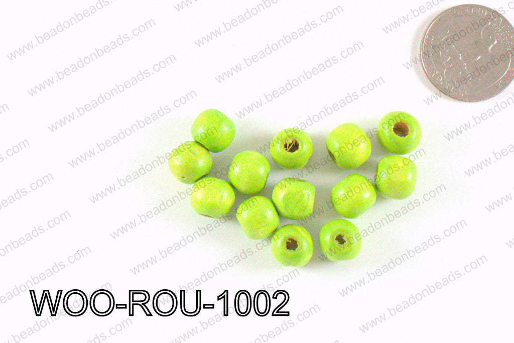Round Wood Beads Green 10mm WOO-ROU-1002