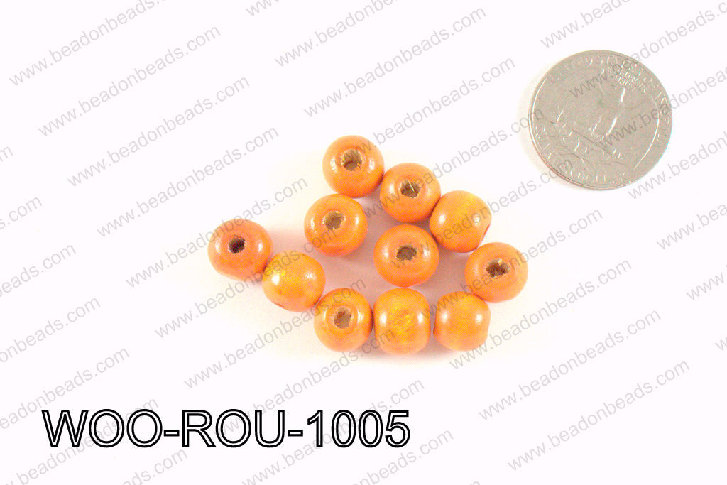 Round Wood Beads Orange 10mm WOO-ROU-1005