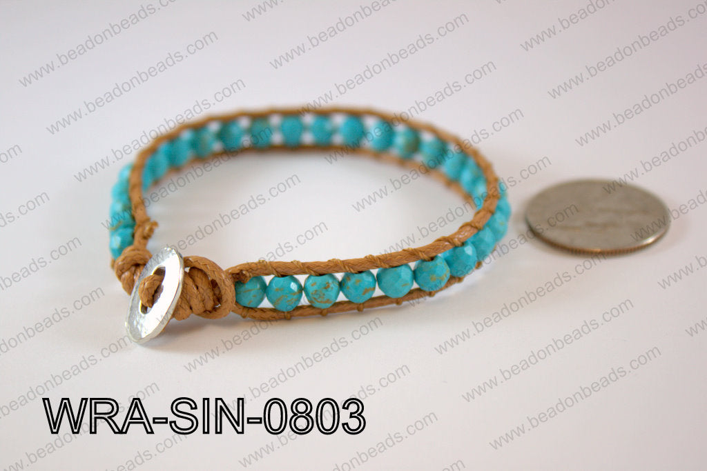 Wrapped Bracelet Blue 8inches long, 10mm wide WRA-SIN-0803