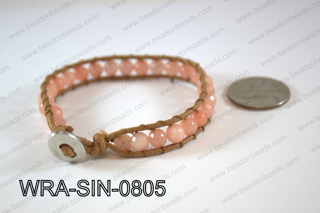 Wrapped Bracelet Peach 8inches long, 10mm wide WRA-SIN-0805