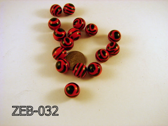 Zebra Bead Round 15mm ZEB-032